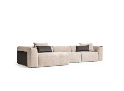Moderne Beige Eckwohnlandschaft Luxus Ecksofa Polstercouchen Modern Neu