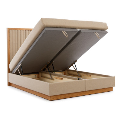 Beiges Schlafzimmer Doppelbett 2x Luxus Nachttische Edle Holz Möbel 3tlg