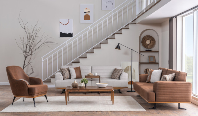 Zeitgenössisches Luxussofa mit Grauer Polsterung für das Wohnzimmer