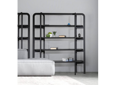 Stabiles Holzllregal Schwarz im Industrial Design mit Vintage-Charme