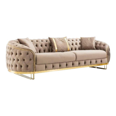 Designer Wohnzimmer Set 3-Sitzer Sofa und Sessel Beige Farbe 2tlg. neu