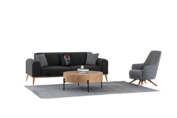 Moderner Wohnzimmer Sessel Einsitzer Polster Relax Sessel Holzfüße Neu