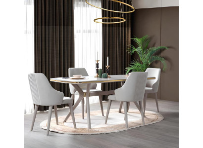 Komplette Essgarnitur 7tlg. Esszimmer Garnitur Modern Tisch 6x Stühle