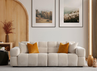 Sofa 3 Sitzer Wohnzimmer Stoffsofa Einfarbig Edelstahl Arbeitszimmer Modern Neu