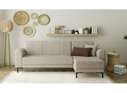 Stoffsofa Sofa Polstersofa Ecksofa L Form Couch Beige Bettfunktion
