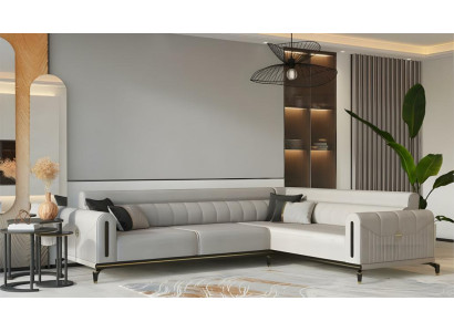 Luxus Ecksofa Stoffsofa Polstersofa L Form Sofa Couch Grau Wohnzimmer
