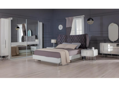 Komplette Schlafzimmermöbel Bett Nachttische Kleiderschrank 6tlg Weiß