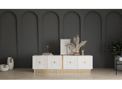 RTV Lowboard TV Ständer Tisch Board Wohnzimmer Beige Holz Moderne New