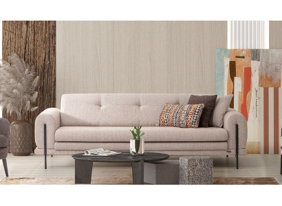 Luxus Stoffsofa Dreisitzer Sofa 3 Sitzer Polstersofa Couch Beige