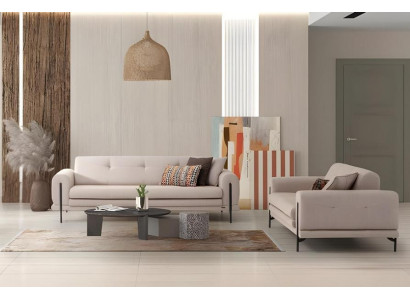 Luxus Sofagarnitur Dreisitzer Stoffsofas Polstersofa 2tlg Weiß Set