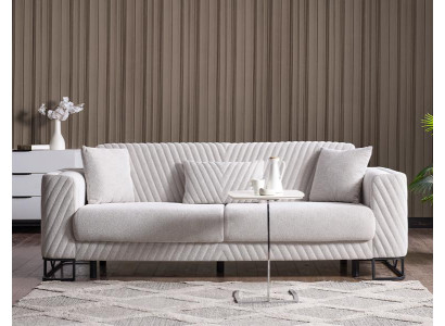 Design Wohnzimmer Luxus Sofa 3 Sitzer Sofa Weiß Textil Hochwertig Möbel