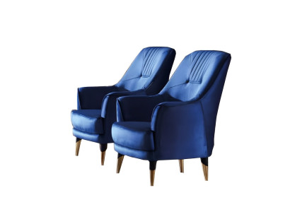 Design Sessel Luxus Wohnzimmer Moderne Möbel Blau 1 Sitzer Relax Textil Polster