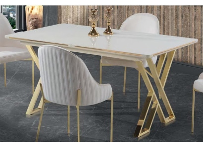 Luxus Esstisch Ausziehbar Esszimmer Tisch Metall Weiß Tische Esstische Möbel