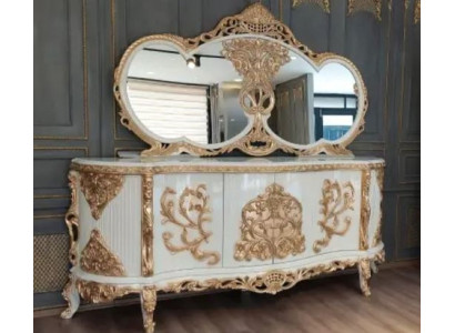 Anrichte mit Spiegel Garnitur Ess Barock Kommoden Holz Kommode Holz Sofort