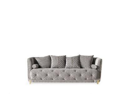 Modern Sofa 3 Sitzer Grau Hochwertig Polster Sofas Design Textil stilvoll