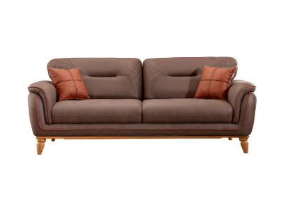 Modernes braunes Stoffsofa mit Holzrahmen für Wohnzimmer