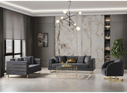 Modern Grau Sofagarnitur 3 3 1 Sitzer Set Design Sofa Polster Couchen Couch