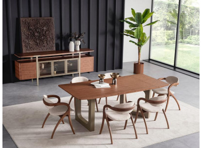 Esszimmer Garnitur Essgruppe Kommode 6x Lehnstuhl Tisch Sideboard 8 tlg