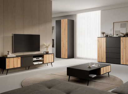 Wohnzimmer Holzmöbel Couchtisch Modern TV-Lowboard Luxuriöses Schrank Set 4tlg