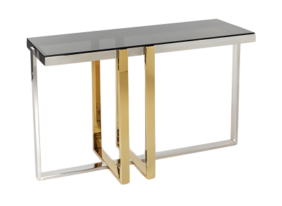 Moderner Konsolentisch aus Metall und Glas in Grau