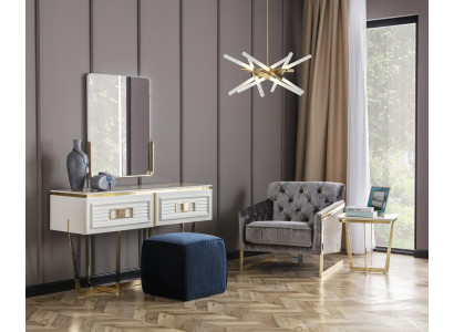 Weiß Schminktisch Mit Spiegel Und Hocker Luxuriöser Kosmetiktisch Designer Set