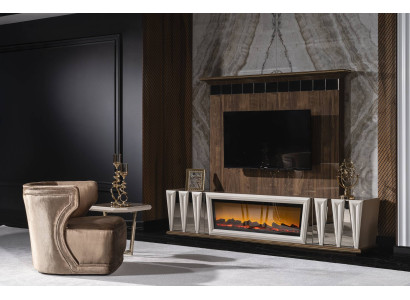 Moderner brauner Textil-Sessel aus Holz für elegantes Wohnen