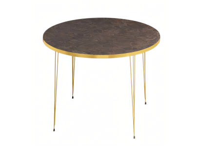 Moderner Couchtisch aus Holz in Braun mit Edelstahl-Details