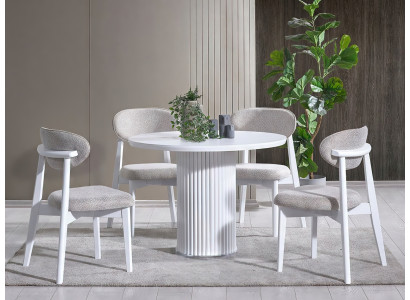 Lakonischer Designertisch in runder Form mit geriffeltem Untergestell