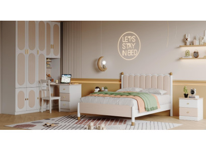Jugendzimmer Kinderzimmer Set Bett Kleiderschrank Schreibtisch Design Set