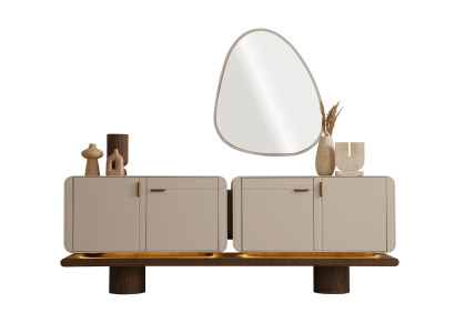 Stilvolle Konsole Designer Wohnzimmer Holzmöbel Edler Spiegel