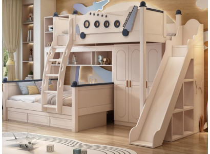 Stockbett Holz weiß Kinderbett Jugendbett Doppelstockbett Etagenbett mit Rutsche