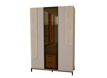Stilvoller Beiger Glasschrank Stauraumschrank Schlafzimmer Schrank