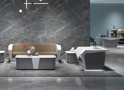 Stilvolles Sofa-Set 3+1 mit Couchtisch aus Kunstleder.