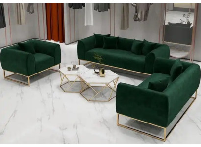 Elegantes 3-tlg Wohnzimmer Set  Komfort Sofagarnitur 3+2+1 Sitzer Textil