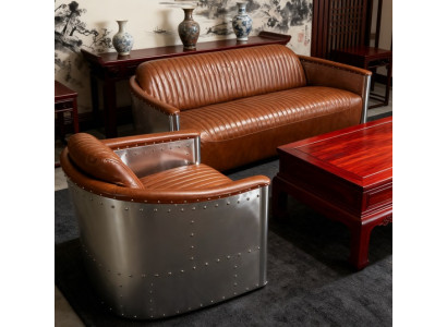 Sofagarnitur 3+1 Sitzer Wohnzimmer Set 2-tlg Kunstleder Elegantes Polsterset