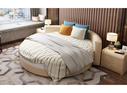 Beiges Polsterbett Designer Schlafzimmer Betten Robustes Holzgestell
