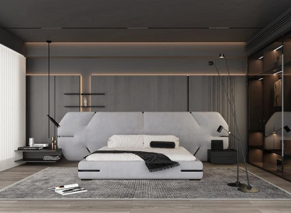 Stilvolles Weißes Doppelbett Designer Bettgestell Modernes Bett
