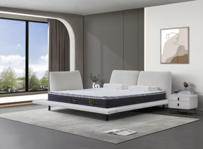 Weißes Schlafzimmer Polsterbett Designer Textilbetten Metallfüße