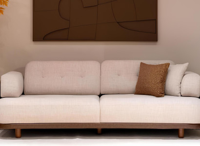 Weißes 3-Sitzer Stoffsofa Wohnzimmer Polstercouch Textil Lounge-Sofa