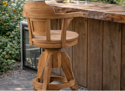 Stilvoller Brauner Barhocker Designer Holzhocker Exlusive Sitzmöbel