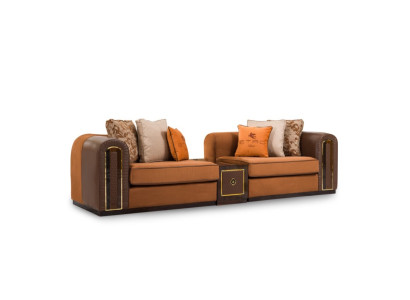 Braunes Polstersofa Designer Wohnzimmer 4-Sitzer Elegante Couch