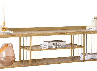 Stilvolles Goldenes TV-Lowboard Designer Wohnzimmer Sideboard Möbel