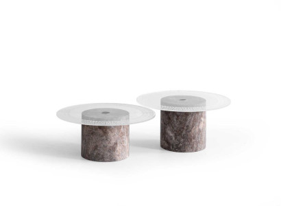 Stilvoller Couchtisch Set Designer Holztische Transparente Platte