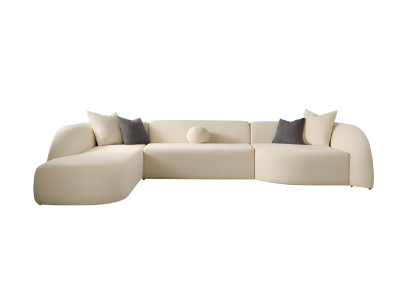 Beige Ecksofa großes Stoffsofa Designersofa Wohnzimmermöbel Wohnmöbel