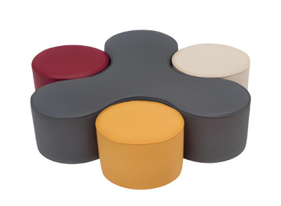 Stilvolles Hocker-Set Designer Textil Poufs Wohnzimmer Sitzhocker