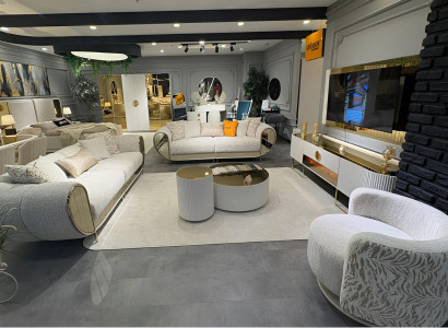 Stilvolles Graues Sofa-Set Designer Polstersofas Edler Stoffsessel